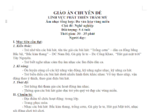 GIÁO ÁN CHUYÊN ĐỀ: Âm Nhạc Tổng Hợp: Đa Văn Hóa Vùng Miền