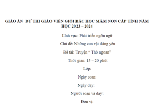 Giáo án Lĩnh vực: Phát triển ngôn ngữ – Chủ đề: Những con vật đáng yêu Đề tài: Truyện “ Thỏ ngoan”