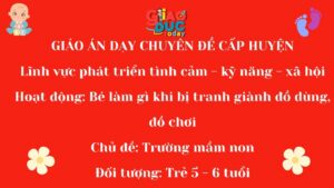 GIÁO ÁN DẠY CHUYÊN ĐỀ CẤP HUYỆN Lĩnh vực phát triển tình cảm – kỹ năng – xã hội Hoạt động: Bé làm gì khi bị tranh giành đồ dùng, đồ chơi Chủ đề: Trường mầm non Đối tượng: Trẻ 5 – 6 tuổi