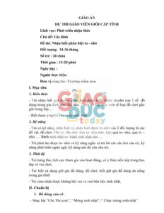 GIÁO ÁN CẤP TỈNH: NHẬN BIẾT TO – NHỎ  – NHÀ TRẺ