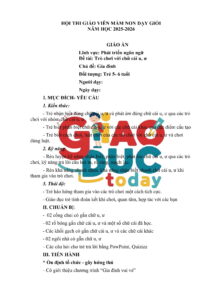 GIÁO ÁN          Lĩnh vực Phát triển ngôn ngữ                                        Đề tài Trò chơi với chữ cái u, ư                                         Chủ đề Gia đình                                        Đối tượng Trẻ 5- 6 tuổi