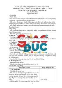 GIÁO ÁN: SINH HOẠT CHUYÊN MÔN TỔ 4 TUỔI. LĨNH VỰC: PHÁT TRIỂN TÌNH CẢM- KỸ NĂNG XÃ HỘI Đề tài: Dạy trẻ kỹ năng bảo vệ vùng riêng tư. Chủ đề: Bản thân.