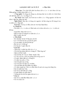 Giáo án làm quen chữ cái O, Ô, Ơ cho trẻ 5–6 tuổi
