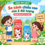 Giáo án LQVT: So sánh chiều cao của 2 đối tượng cho trẻ 3–4 tuổi