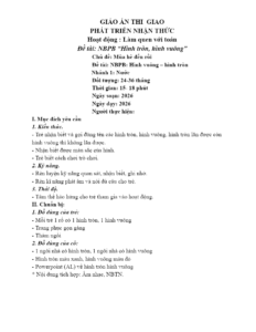 Giáo án nhận biết hình tròn hình vuông cho trẻ 24–36 tháng