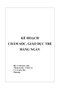 Giáo án tuần 2 lớp 4 tuổi – Kế hoạch giáo dục hằng ngày
