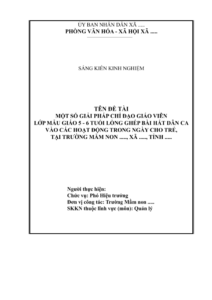 SKKN chỉ đạo lồng ghép dân ca cho trẻ mẫu giáo 5–6 tuổi